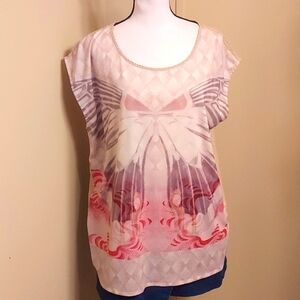 Tribal Pink and Tan Top with Elegant Design